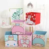 Foldable Toy Storage Bins Square Cartoon Animal Nonwovens Organizer Box Eco-Friendly Fabric Cubes for Bedroom 211102