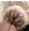 Зимняя детская шапка Pompom вязание шляпы Baby Beanie младенческий болот меховой мяч детская кепка для девочек шапочки малыша аксессуары малышей