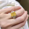 Кластерные кольца на 100% 925 Стерлинговое серебро моделируемое моделит мойссанит Радиен, созданный цитрин драгоценный кольцо, девушки, украшающие изящные украшения Edwi22
