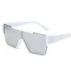 Rimless One Piece Square Sunglasses For Women Oversize Flat Sun Glasses Men Vintage White Silver Mirror Shades Ins Eyewear