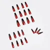 Degrade Kırmızı Ombre Nails Ekstra Uzun Basın Tırnak Parlak Kare Tabut Tam Kapak Akrilik Yanlış Tırnak İpuçları