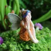 Zestaw 6 miniaturowe wróżki ogrodowe Figurki żywicy Mini Fairy Statue Rysunek Ozdoby Dekoracje Akcesoria 210924