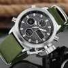 Goldenhour Fashion Men Army Militär Watch Mens Nylon Strap Sport Quartz Armbandsur Dual Display Vattentät Kalender Relogi 210517