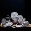 Джингджэнь роскошная посуда наборы посуды в костяном фарфоре позолочено белым золотым эмалевой эмаль