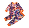 2-8 anni Set di abbigliamento per bambini per bambini Junior Girls Boys Pigiama a maniche lunghe Tie Dye 2 pezzi Pjs Set per bambini Pigiama da notte indumenti per il tempo libero a casa