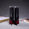 Rabbit fur short boots fold over two wear red soled shoes soft and comfortable leather material full package size 34-41