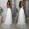 Women Boho Long Maxi Dress Summer Sexy Ladies Lace Beach Evening Party Wedding Dresses Sleeveless Sling V-Neck Slit Dress 210527