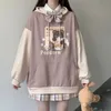 Fashion-Japanese Höst och Vinter Hoodies för Teen Girls Student Kawaii Lolita Hoodie Color Matching Loose Gothic Trend Hooded
