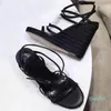 Wmen Sandal Designer Sandals Metalowe nachylenie pięty Kobiety oryginalne skórki espadrille tkanin butów butów kostki impreza 34-41