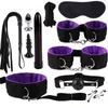 Nxy sm bondage bdsm sexleksaker för par handbojor piska bröstvårtor klämma blindfold mun gag vuxen kit bondage leksak flirt spel 1126