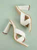 Fives 2021 Womens Sandals High Heel 10 cm White Yellow Black Chunky Heels Fashion Outdoor Dress Wedding Office Party Gai