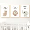Paintings Elephant Bear Giraffe Lazy Lion Sun Boho Wall Art Canvas Painting Nordic Posters And Prints Pictures Kids Baby Room Deco298Y