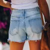 Verão senhoras shorts jeans com cinto sexy estrela impressão rasgado estiramento jeans streetwear9104668