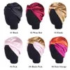 Muslimsk kvinna natt sömn lock huvud wrap turban satin kemo keps håravfall bonnet beanie elastiska huvudbonader skullies islamisk mode