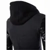 Cool Hooded Jacket Mannen Spring Mode PU Lederen Mouw Splice Bomberjack Casual Windjack Blueson Veste Sweat Homme X0621