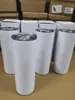 미국 스톡 20oz 승화 직선 텀블러 블랭크 스테인레스 스틸 DIY 테이퍼 컵 진공 절연 600ml 자동차 텀블러 커피 머그 2 일 배달