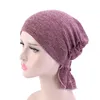 Beanie / casquettes de crâne molle couleur pure queue longue queue hijabs casquette musulmane intérieure chapeau de chapeaux de turban plis élastique bande de cheveux chimiothérapie chimio haricot