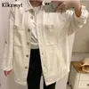 KLKXMYT Ceket Kadın Moda Tek Göğüslü Cep Takım Coat Vintage Uzun Kollu Kadın Giyim Şık 210527 Tops