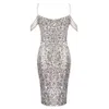 Sommar Kvinnors Chic Färgglada Sequin Klänning Beaded Off Shoulder Design Tight Sexy Celebrity Party Club Vestido 210525