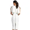 Arrival Women's White Short Butterfly Sleeve Bodysuit Dress Sexy V-neck Mid-length Celebrity Party 210525