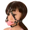 Massage Sex Belt Rem Head Harness Open Mouth Plug Oral Gag Vuxen Spel Fetisch Bondage Restraints Mouthwatering Sexleksaker för par