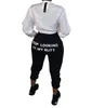 Partihandel Produkt Mode Back Brev Skriv ut Höga midjabyxor för kvinnor Cool Girl K-Pop Cargo Pants Sweatpants 210525
