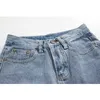 Frühling Hohe Taille Jean Blau Chic Bleistift Hose Saum Split Lose Retro Relax Straße Gerade Überlänge Hosen 210629