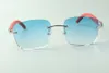 Klassiska designer solglasögon 3524025 Röda trätemplar Glasstorlek 18-135 MM2623
