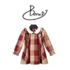 New Baby Autumn Girl Abbigliamento Cute Lattice Risvolto Cotone Bambini Baby Princess Girls Party Abito floreale a maniche lunghe Vestiti per bambini Q0716