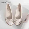 SOPHITINA Fashion Lady Wedges Pumps Genuine Leather Round Toe Comfortable Handmade Slip-on Casual Shoes Butterfly-knot Pumps W22 210513