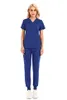 Medigo-012 Pantaloni a due pezzi da donna Tinta unita Spa Filettato Abiti da lavoro da clinica Top + pantaloni Unisex Scrubs Pet Nursing Hospital Uniform Suit