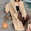 Luck A Donna Inverno Lungo Cappotto caldo in pelliccia sintetica Manica lunga Donna Cappotto spesso Teddy Bear Capispalla oversize allentato casual 211122