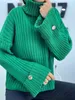 Водолазка, ребристые, ребристые, вспышки, деталь кнопки, свитер свитер, новый сезон, стильный и стиль женская одежда Y1110