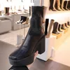 Stiefel 2022 Marke Frauen Herbst Winter Warme Sexy High Heels Plattform Schwarz Weiß Reißverschluss Schuhe Frau Knöchel Große Größe 35-42