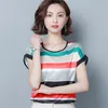 Blusas Mujer De Moda Lato Topy Kobiety Bluzki Plus Rozmiar Stripe Szyfonowa Bluzka Koszulki z krótkim rękawem 4541 50 210508