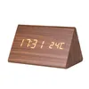 Övriga klockor Tillbehör LED Desk Wood Digital väckarklocka Lysande Silent Tid Temperatur Justerbar ljusstyrka (brun och vit display