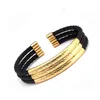 Luxe mannen zwart rvs charme armbanden armbanden open manchet mode-sieraden vintage mannelijke sportieve gouden armbanden Pulsa q0719
