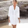 Beach Cover up Cotton White Sarong Bikini Bathing Suit Women Beachwear Swimsuit