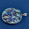 Circle Round Pendant Abalone Natural Blue Green Paua Shell Peacock Abalone Ocean Resort Gift 5 Pieces