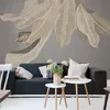 Custom Mural Wallpaper Modern Abstract Plantain Green Plants Ins Nordic Style Light Luxury Golden 3D Embossed Lines Wall Papers