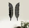 Wall Stickers Mirror Feather Pattern Acrylic Full Body Decorative Sticker Leaves Decal Removable Home Decor