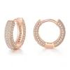 fashion gold plated zircon micro-inset round stud earring hip hop full drill ear buckle