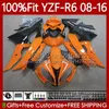 Glans Orange Injicering Mögelkroppar för Yamaha YZF-R6 YZF R6 R 6 600YZF600 2008-2016 Bodywork 99NO.131 600cc YZFR6 08 2008 2009 2010 2011 2012 YZF-600 13 14 15 16 OEM FAIRING