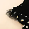 Детское платье для детей принцессы мультфильм короткий слойчатый тюль рукав с луком цветок печать летние пухлые для хэллоуин вечеринка костюм