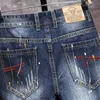 Luren Men's Graffiti Ripped Denim Shorts 2021 Summer Personality Fashion Retro Slim Classic Hole Short Jeans Male Brand Clothes X0628