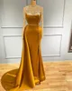 Sparkly Aso Ebi Arabic Gold Mermaid Evening Dresses Sheer Neck Long Sleeves Buttons Beaded Crystals Floor Length Prom Dress Formal Party Gowns robes de soirée