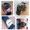 22mm Rubber Silicone Curved End Watch Band Waterproof Special for Tudor Black Bay Pelagos Folding Buckle Watch Bracelets Strap H0915