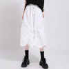 Röcke Street Style Kordelzug Design Mittellang Damen Elastische Taille Mode Schwarz/Weiß Streetwear