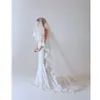 Nya bröllopstillbehör vit / elfenben mode slöja band kant kort två lager brudslöjor med kam hög kvalitetccw0013