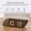 Digital spegelklocka LED Nattljus Temperatur Snooze Function Alarm s USB-tabell Skrivbord Heminredning Batteri Använd 210804